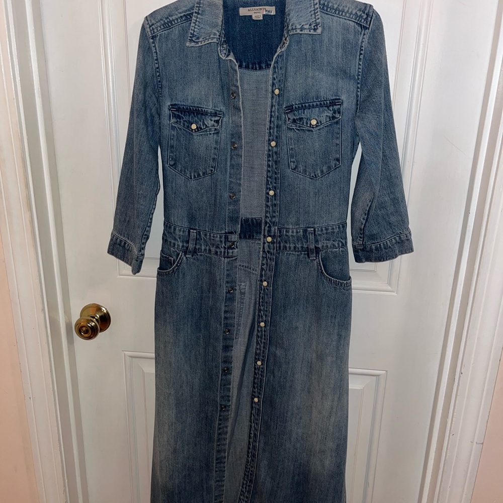 All Saints Blue Denim Maxi Dress